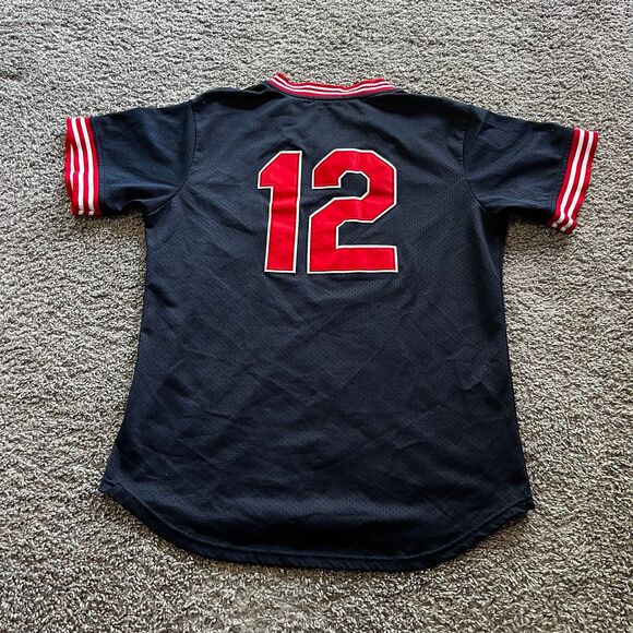 Mitchell & Ness Cleveland Indians #12 Jersey Blue MLB Men’s Sz Medium - Picture 3 of 7